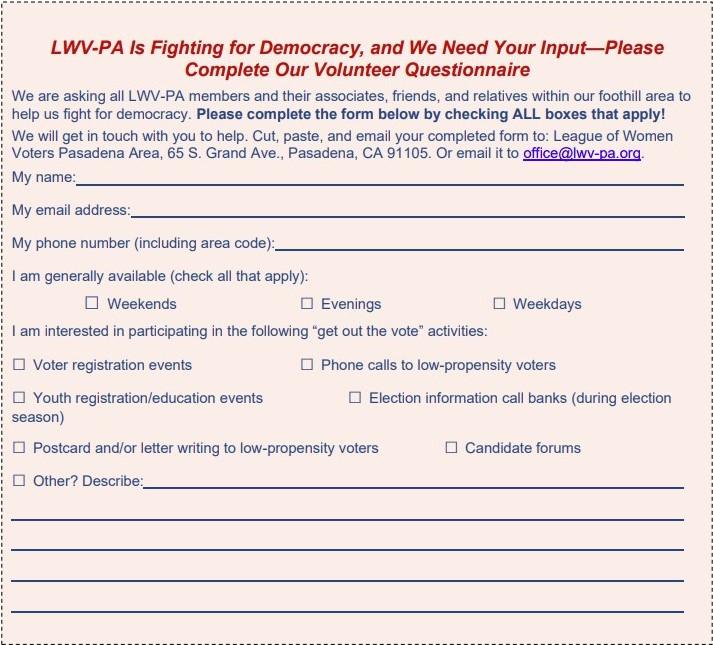 Volunteer Questionnaire MyLO